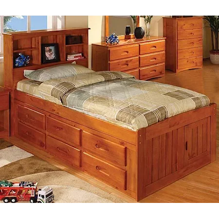 Mission Youth Twin Captain's Bed with Bookcase